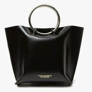 KOZHA NUMBERS | MINI SAFE BLACK LEATHER BAG W/ SILVER METAL HANDLE